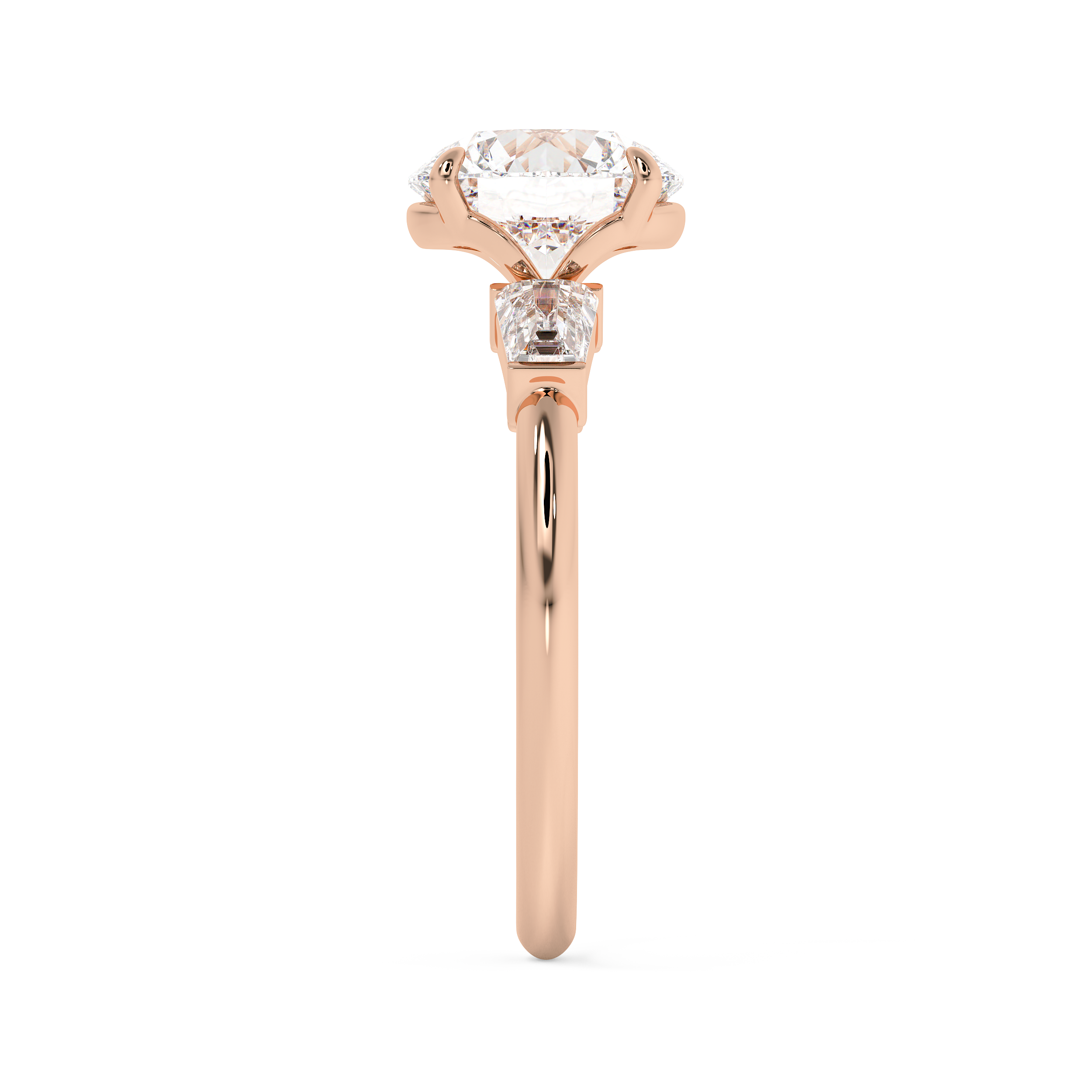Round Three Stone Lab Grown Diamond Engagement Ring