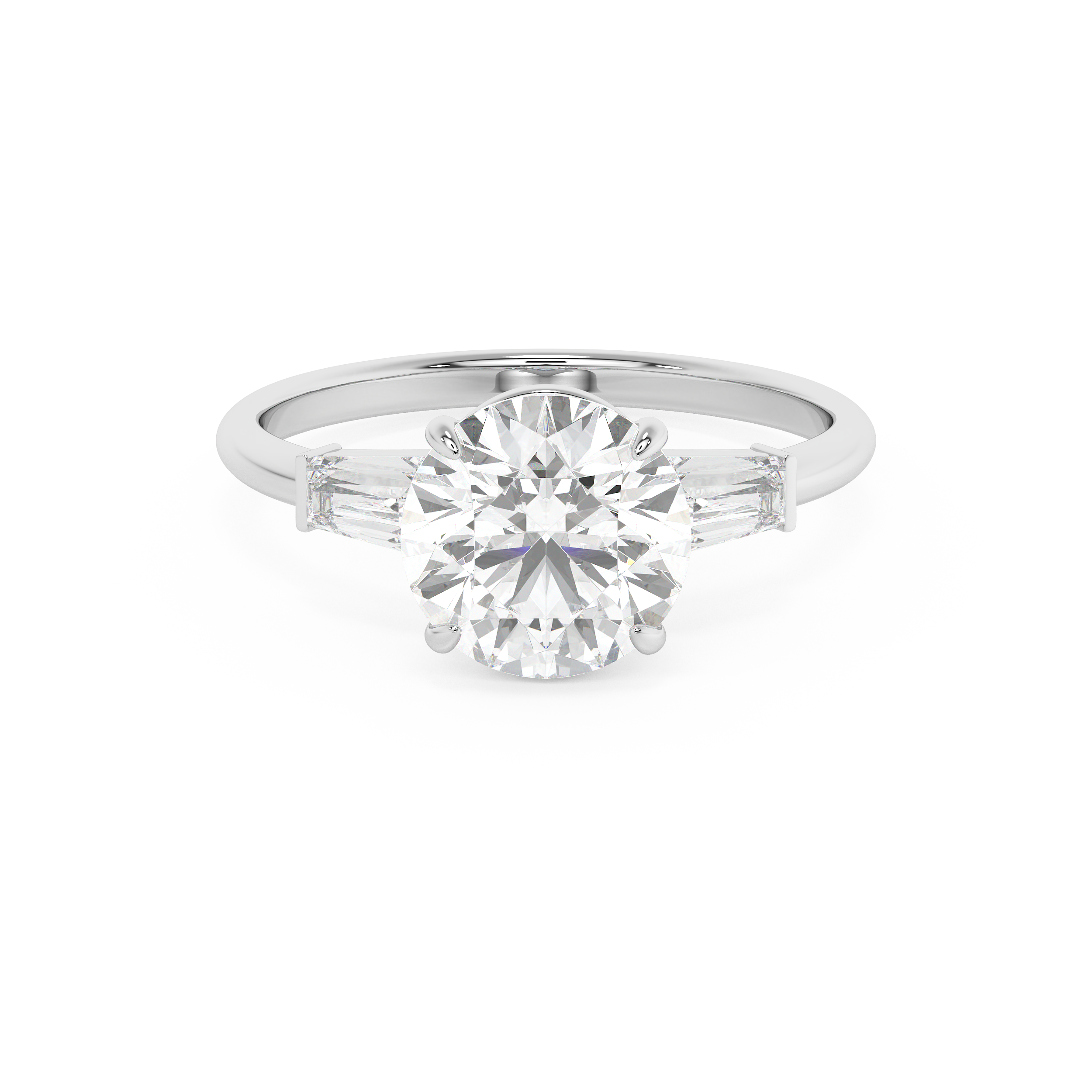 Round Three Stone Lab Grown Diamond Engagement Ring