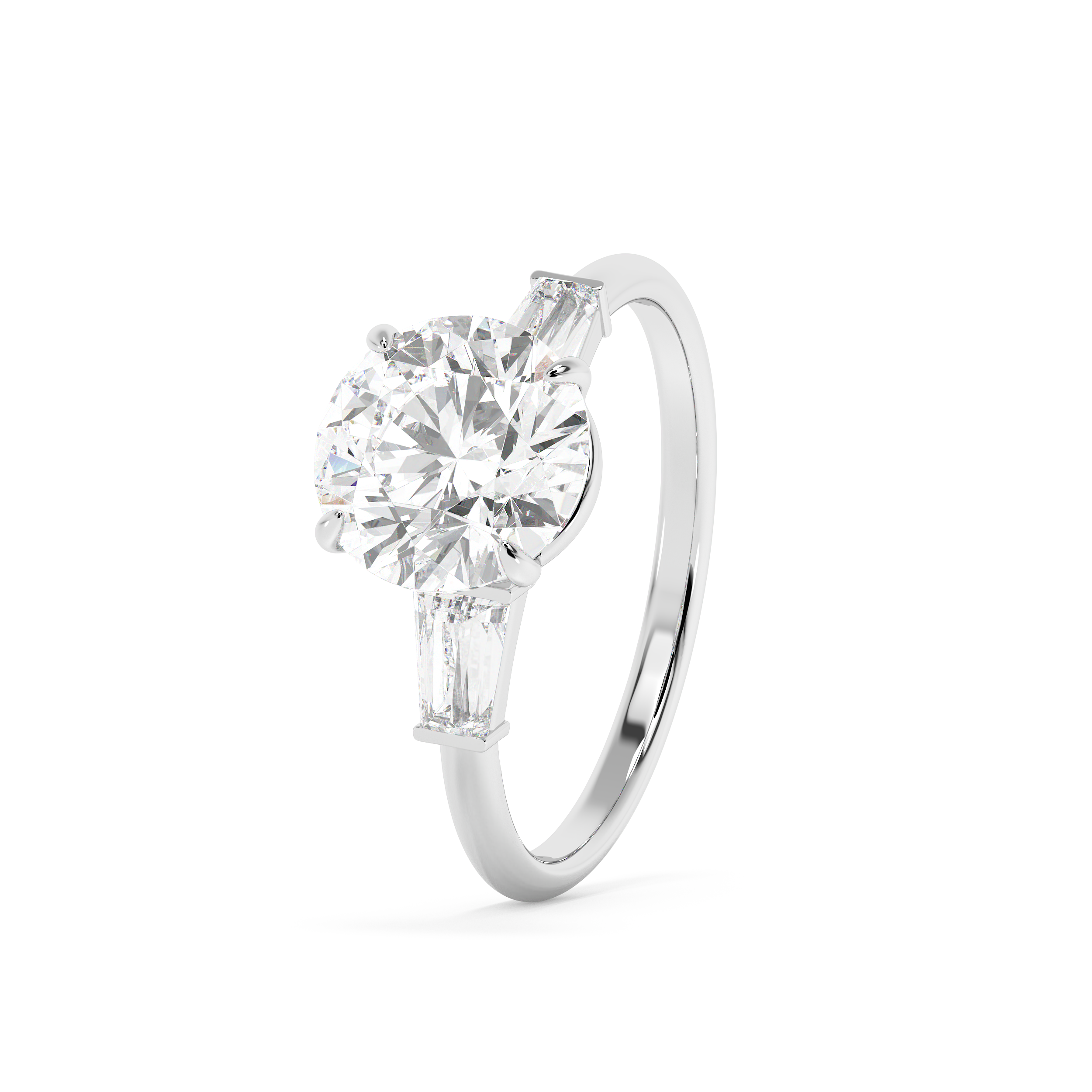 Round Three Stone Lab Grown Diamond Engagement Ring