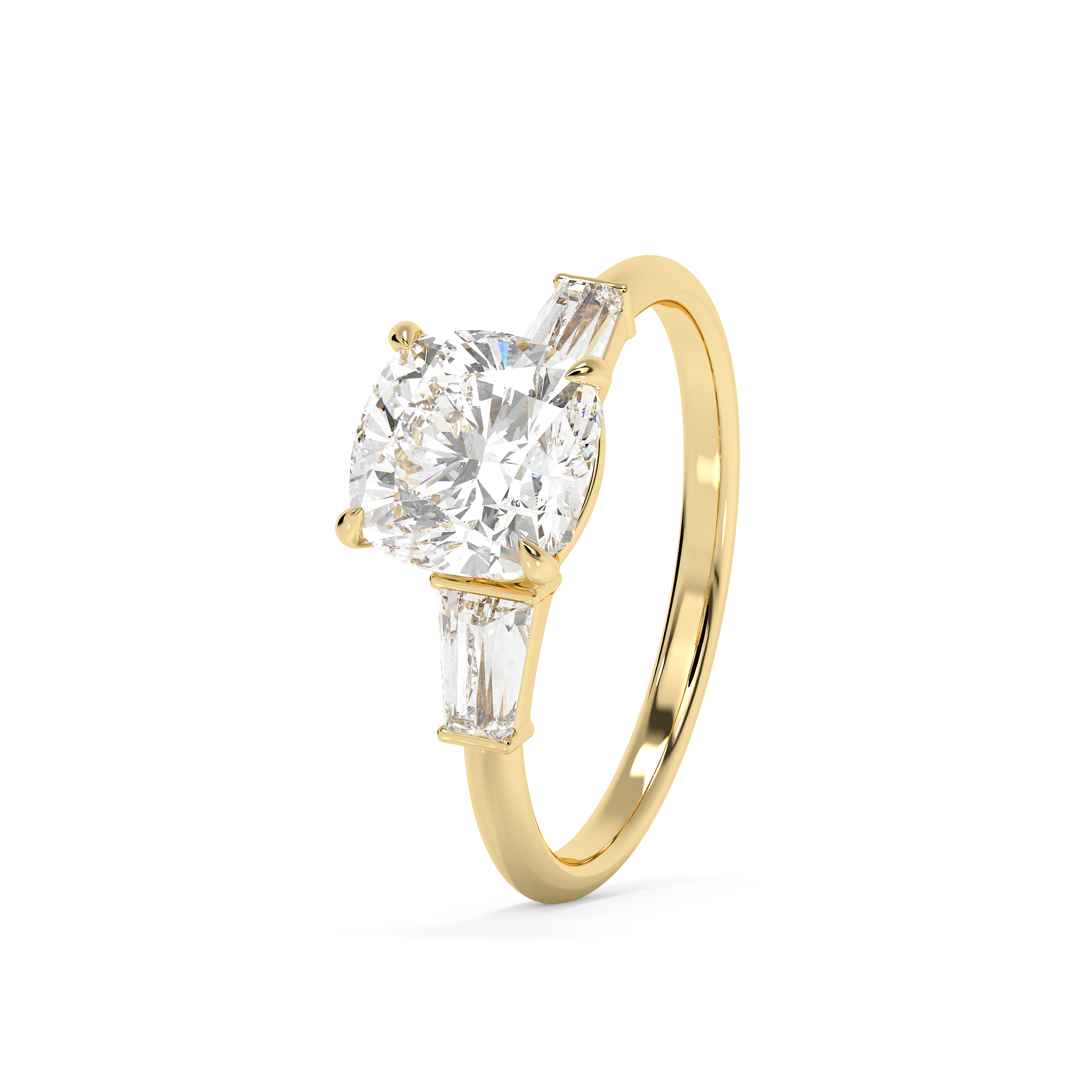 Cushion Three Stone Lab Grown Diamond Engagement Ring
