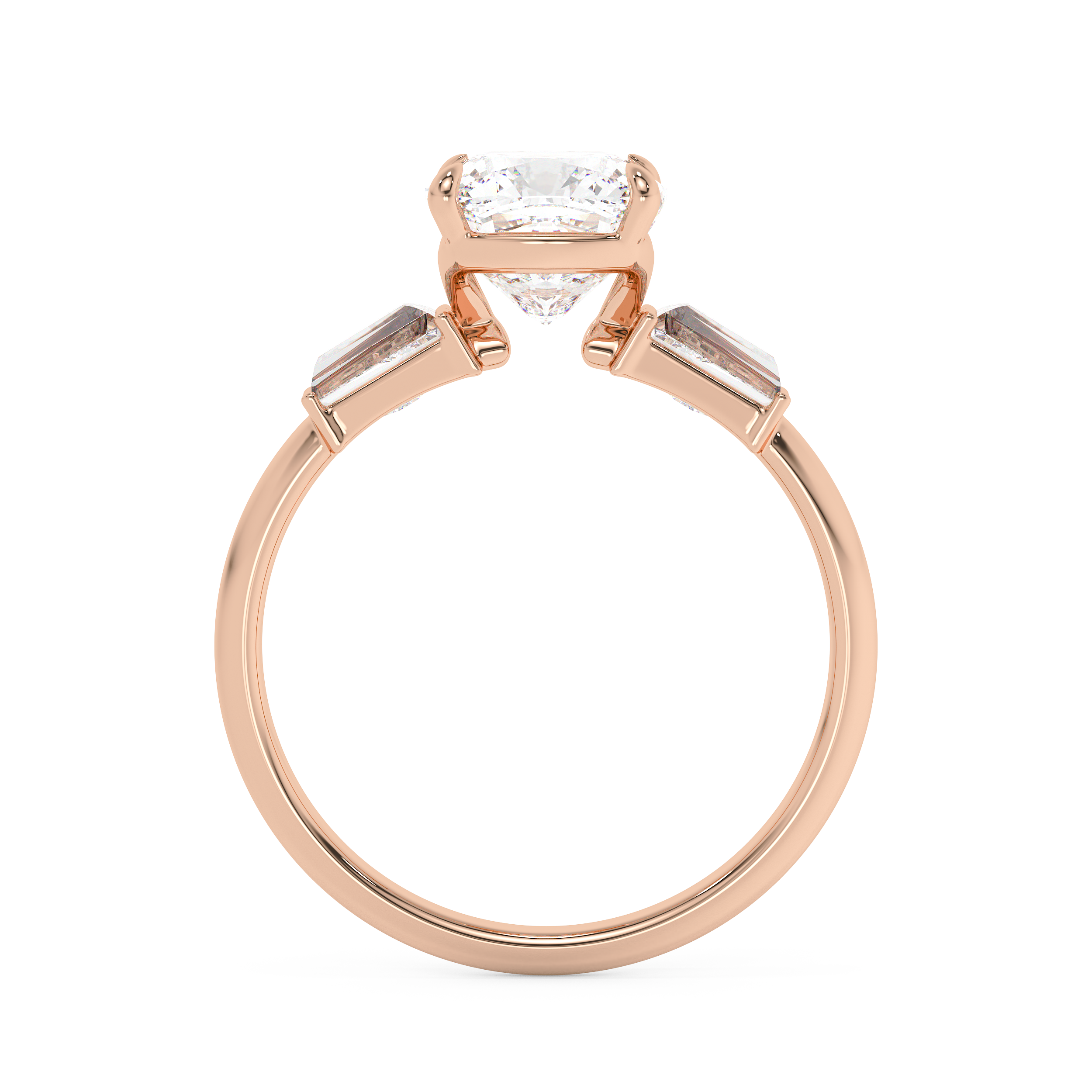 Cushion Three Stone Lab Grown Diamond Engagement Ring