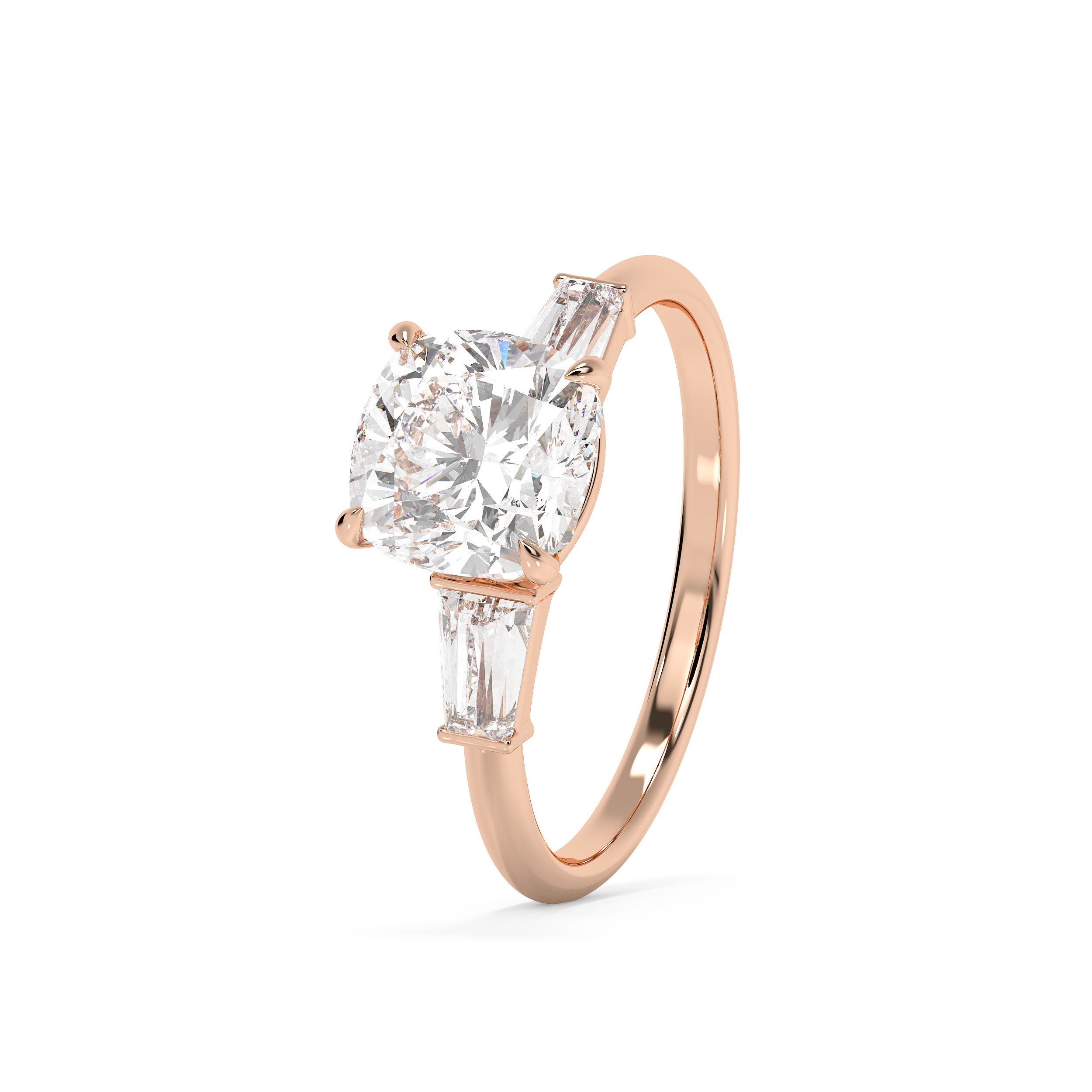 Cushion Three Stone Lab Grown Diamond Engagement Ring