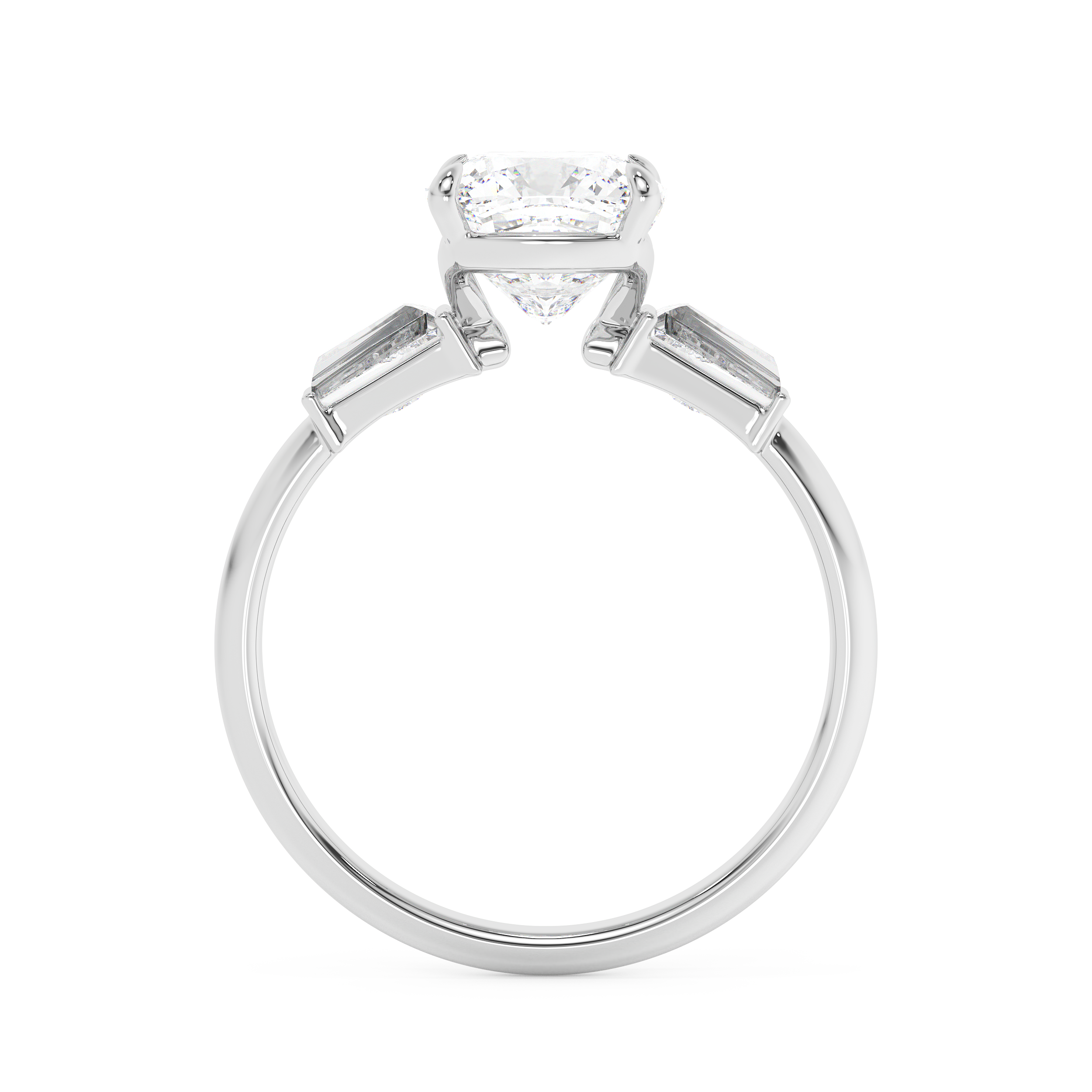 Cushion Three Stone Lab Grown Diamond Engagement Ring