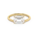 East West Emerald Solitaire Lab Grown Diamond Engagement Ring