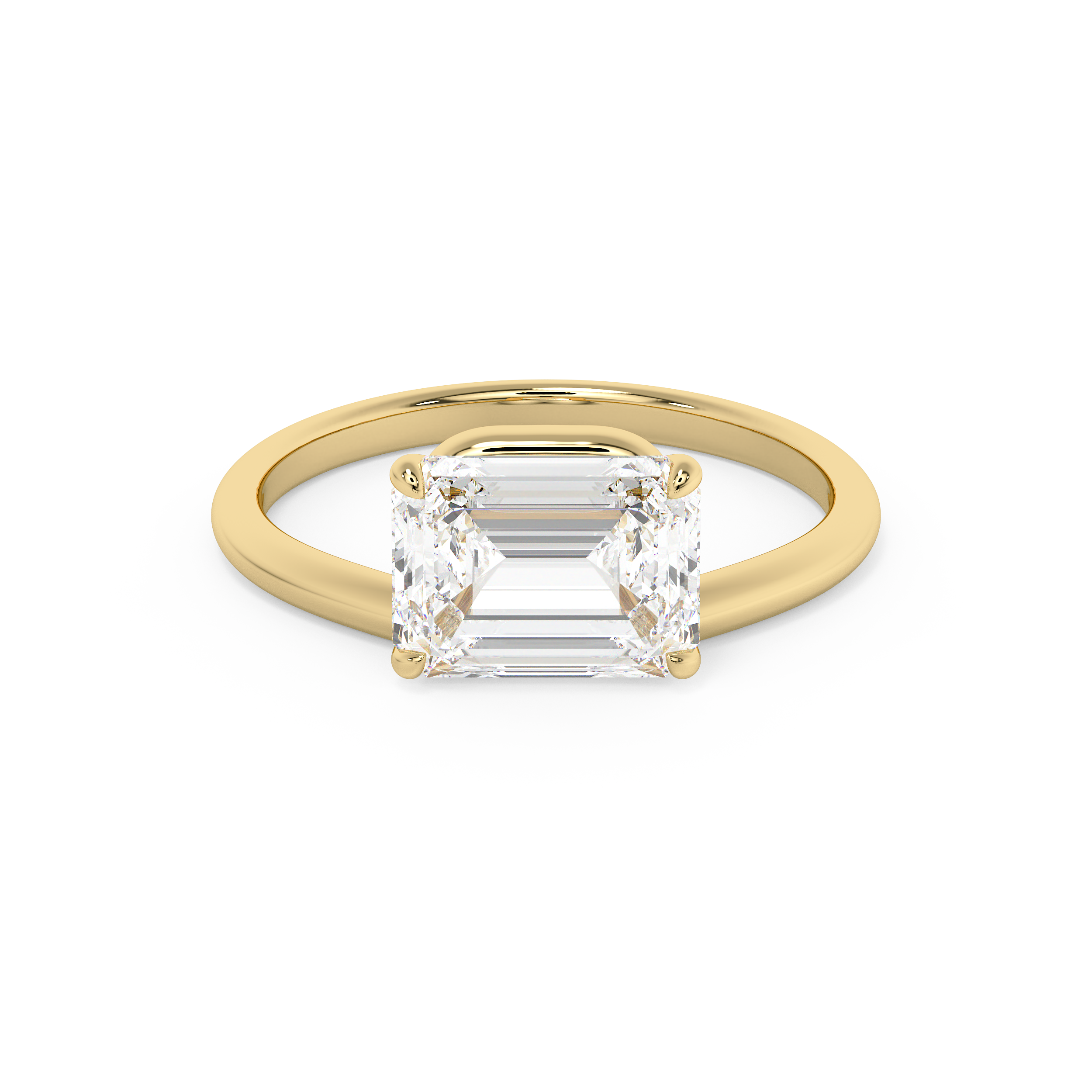 East West Emerald Solitaire Lab Grown Diamond Engagement Ring
