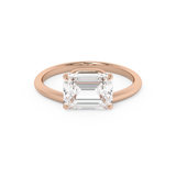 East West Emerald Solitaire Lab Grown Diamond Engagement Ring