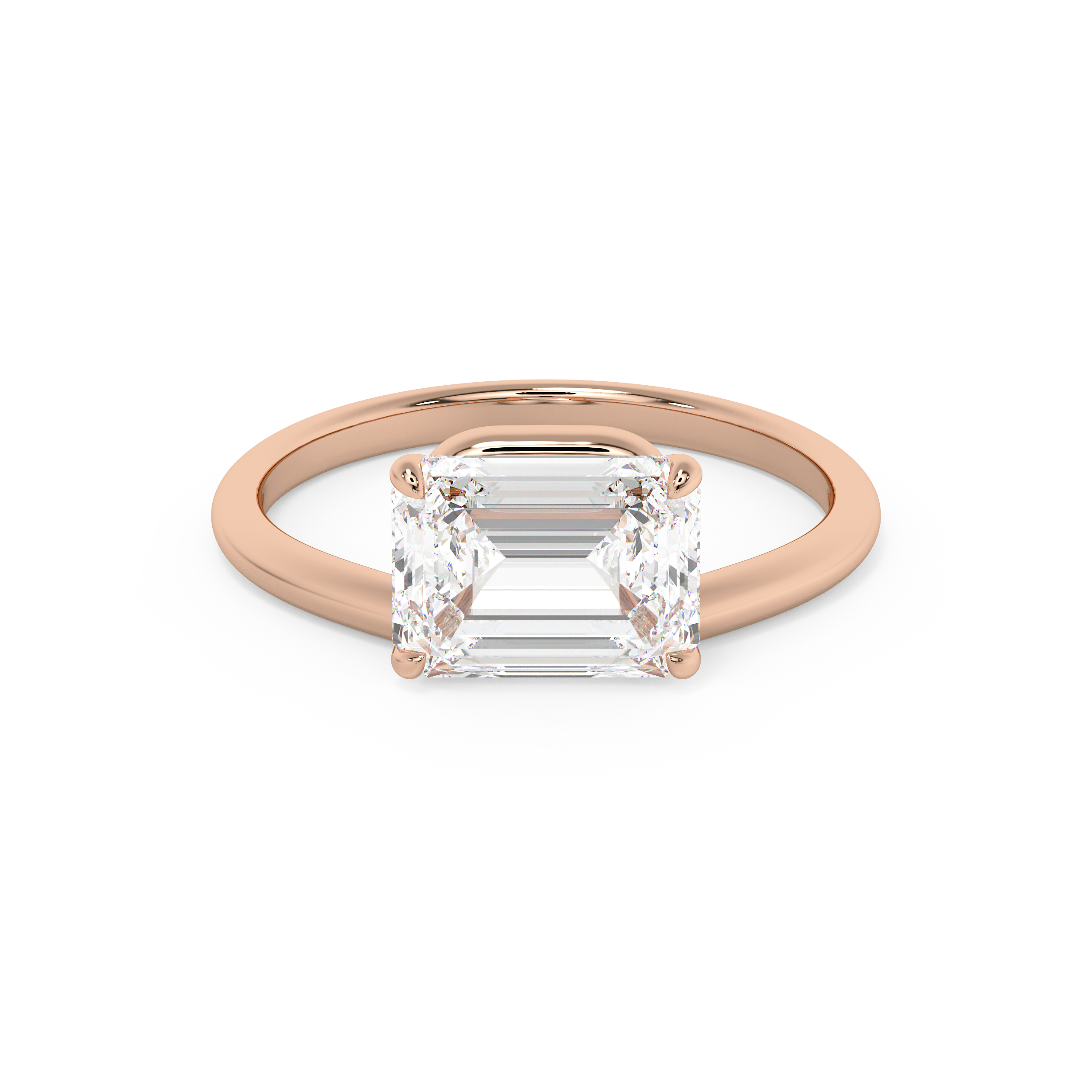 East West Emerald Solitaire Lab Grown Diamond Engagement Ring