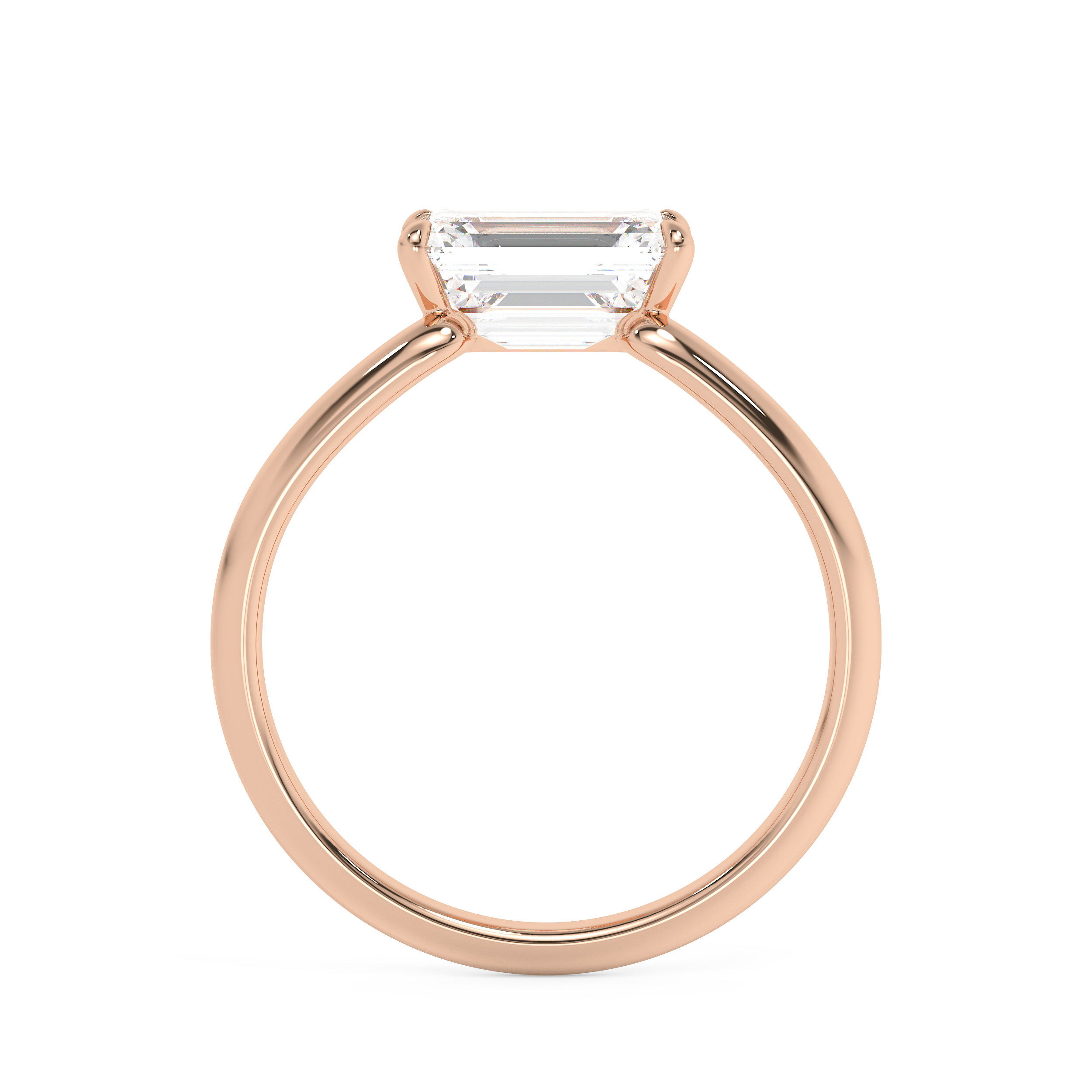 East West Emerald Solitaire Lab Grown Diamond Engagement Ring