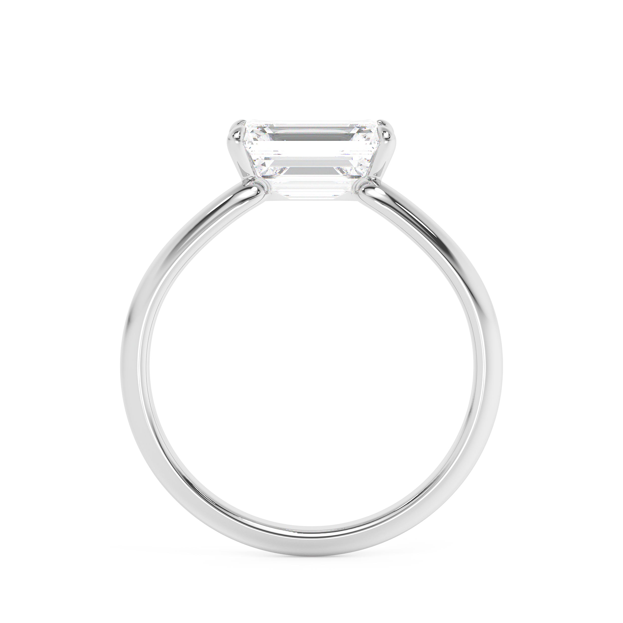 East West Emerald Solitaire Lab Grown Diamond Engagement Ring