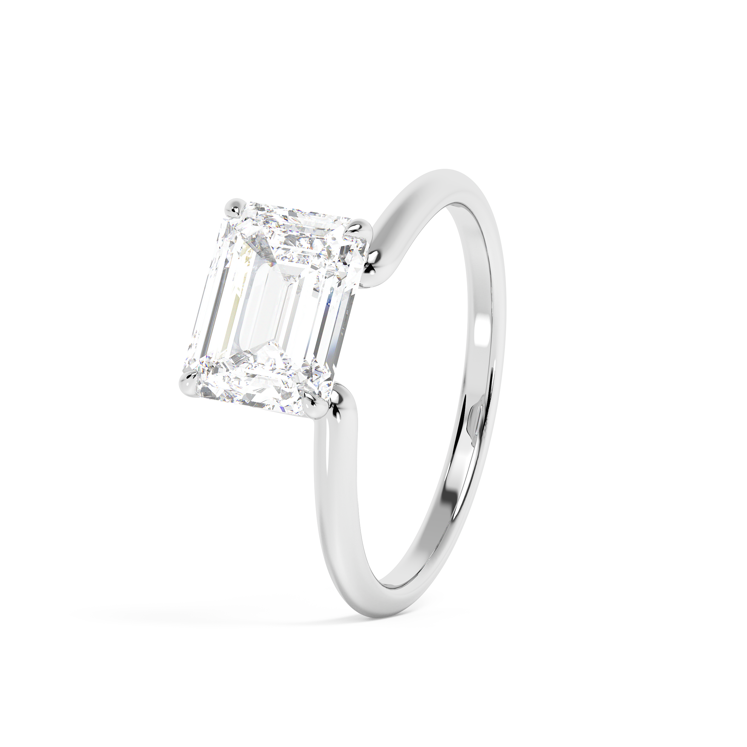 East West Emerald Solitaire Lab Grown Diamond Engagement Ring