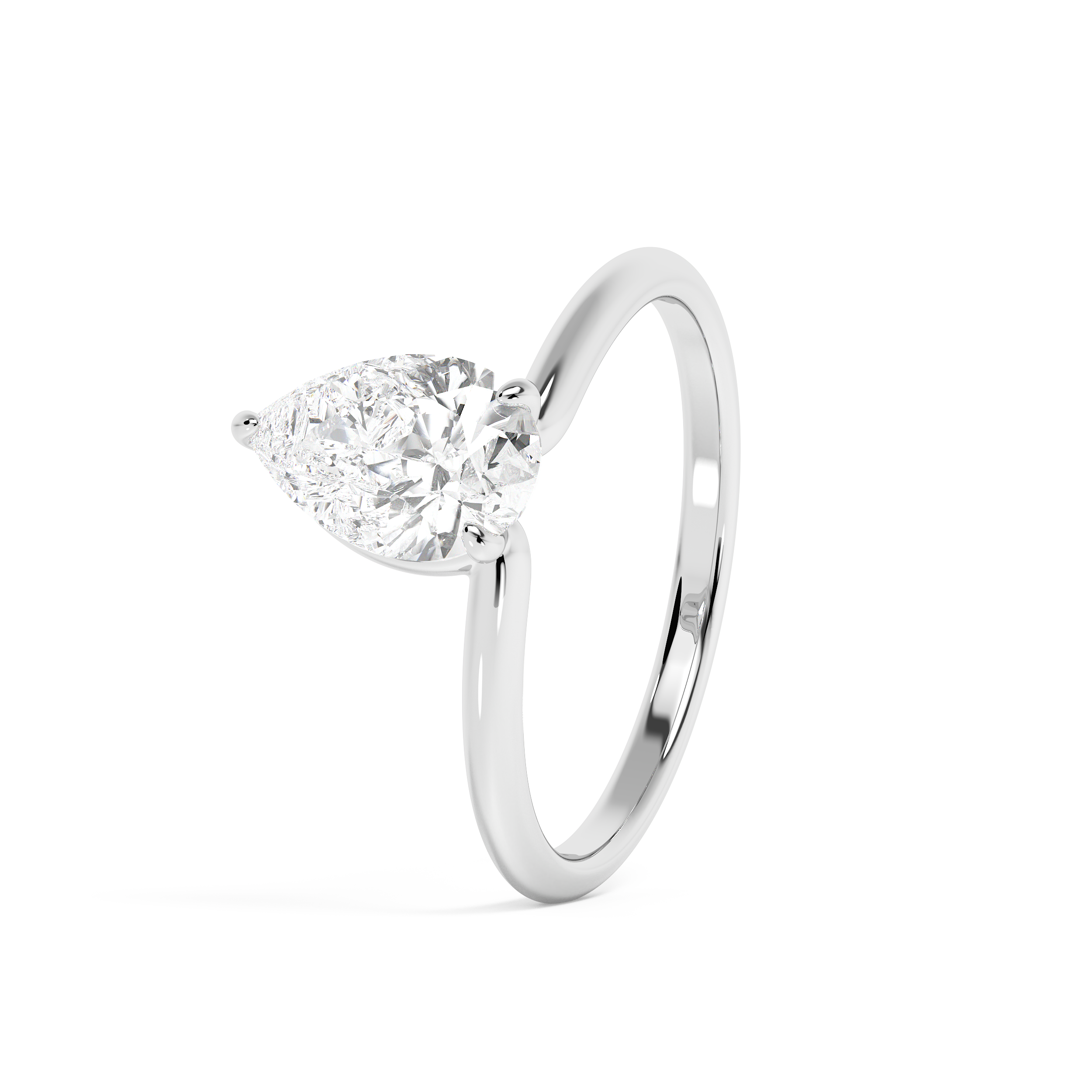 Pear Solitaire Lab Grown Diamond Engagement Ring
