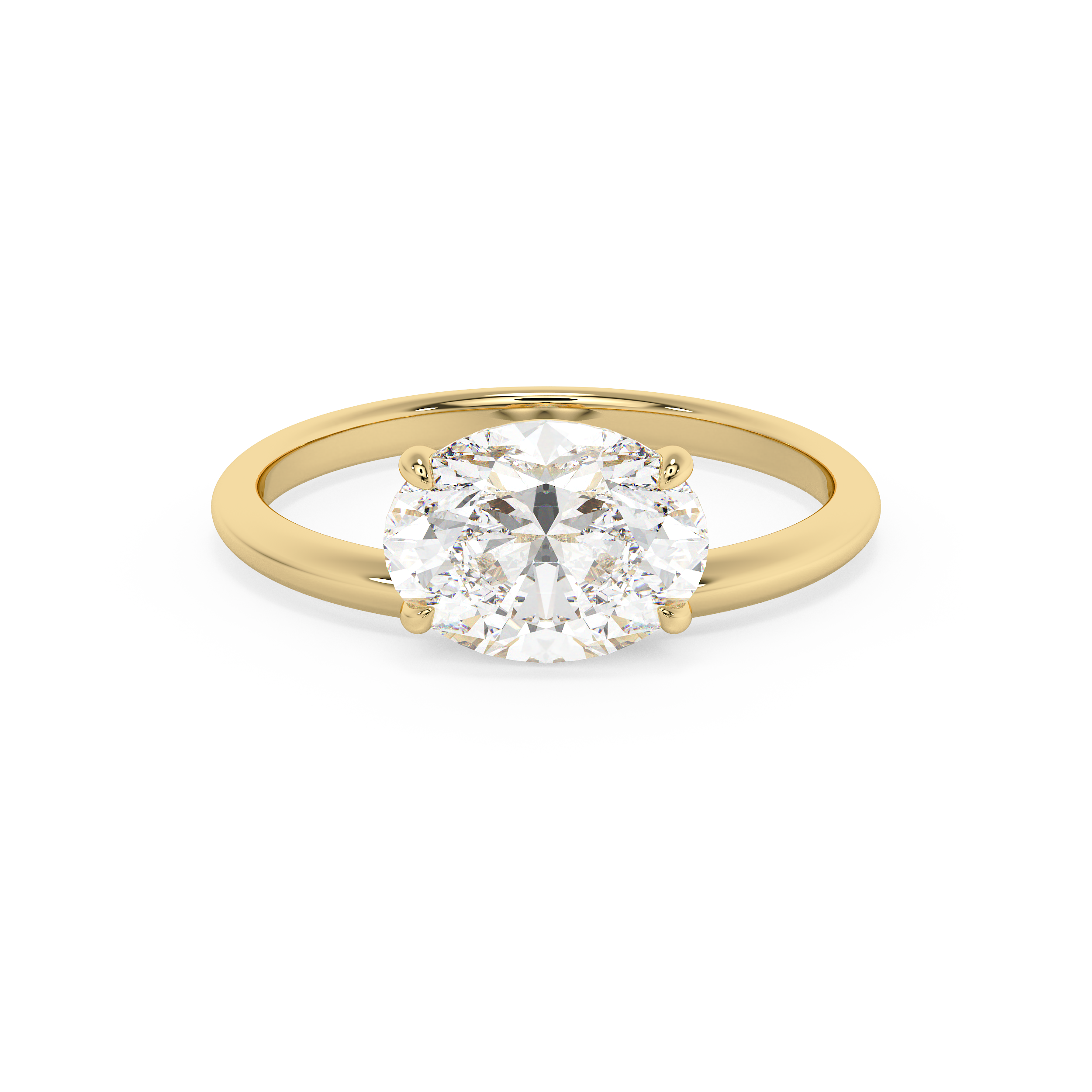 East West Oval Solitaire Lab Grown Diamond Engagement Ring