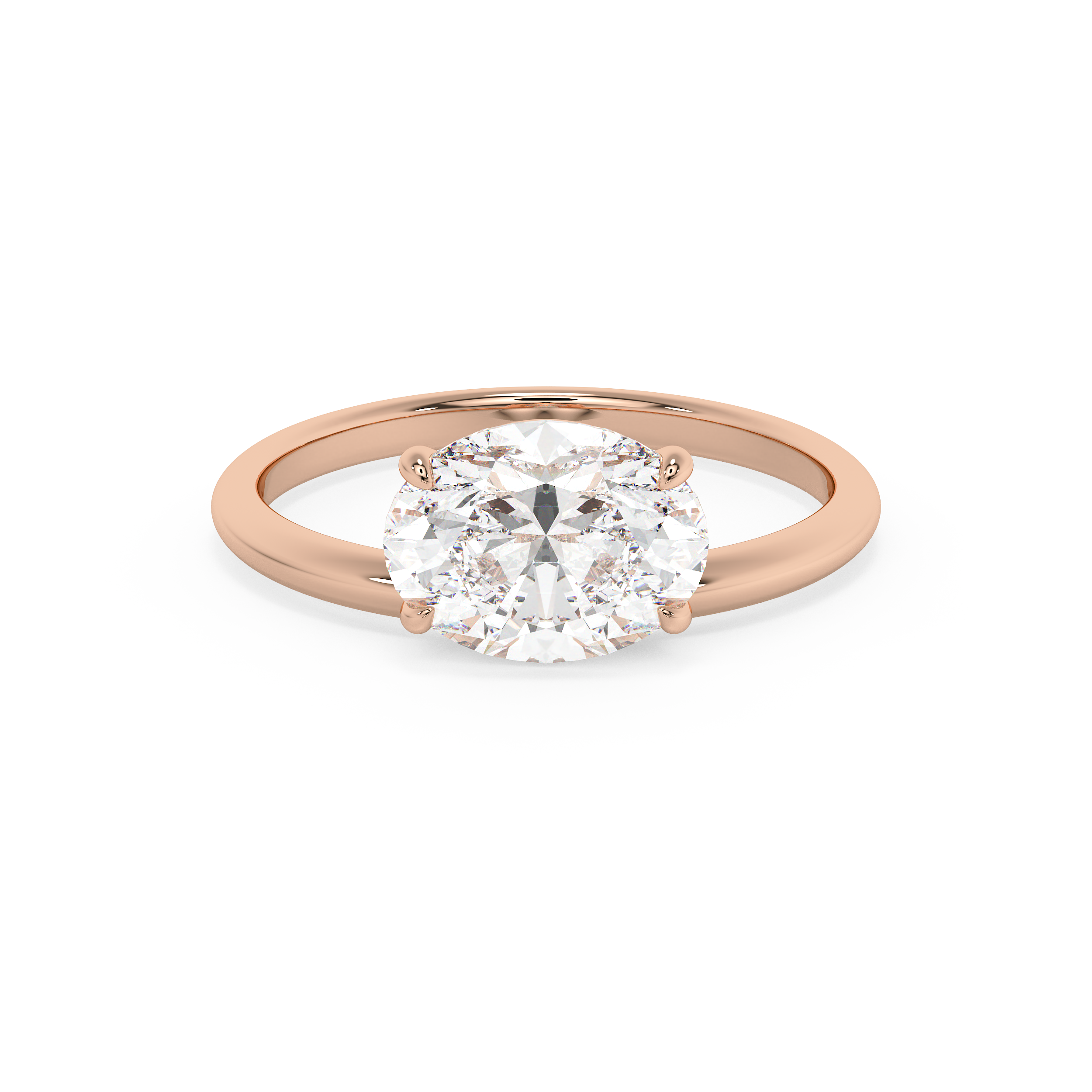 East West Oval Solitaire Lab Grown Diamond Engagement Ring