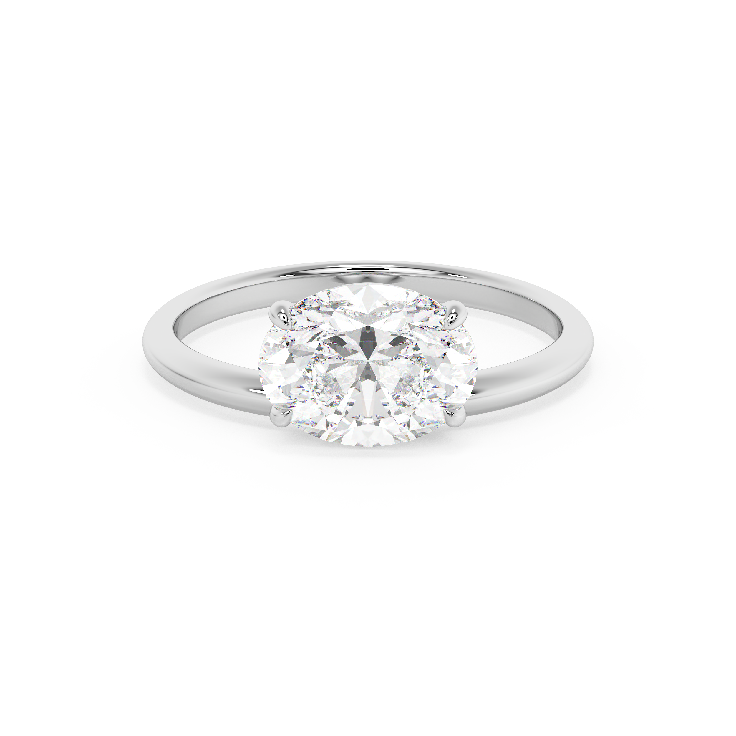 East West Oval Solitaire Lab Grown Diamond Engagement Ring