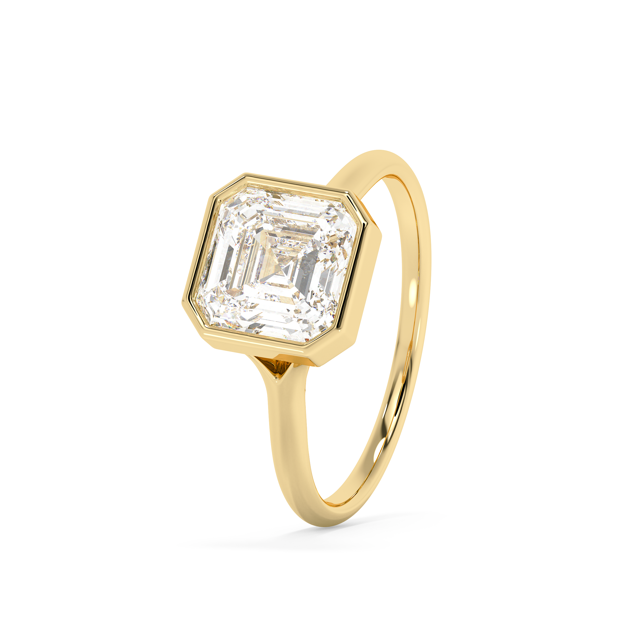 Asscher Bezel Lab Grown Diamond Engagement Ring