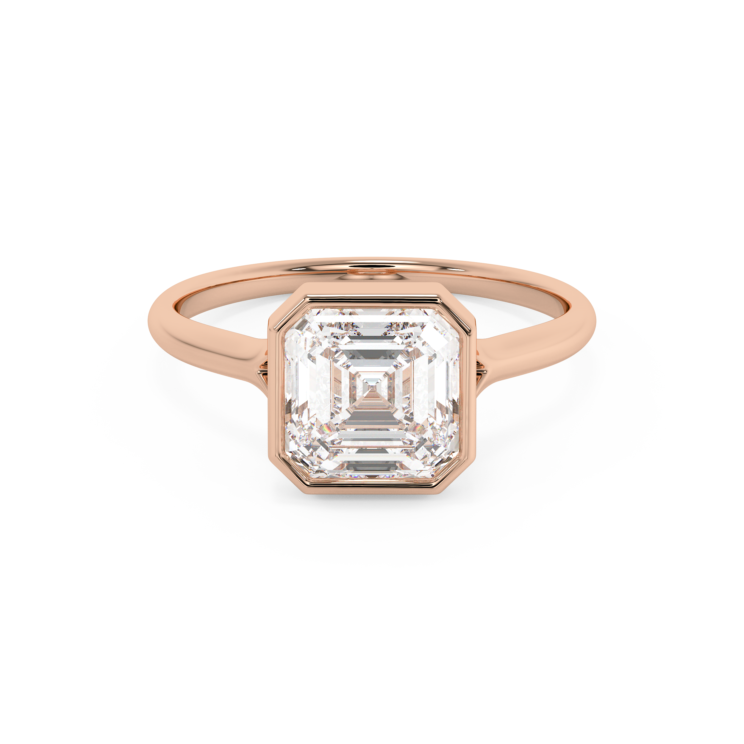 Asscher Bezel Lab Grown Diamond Engagement Ring