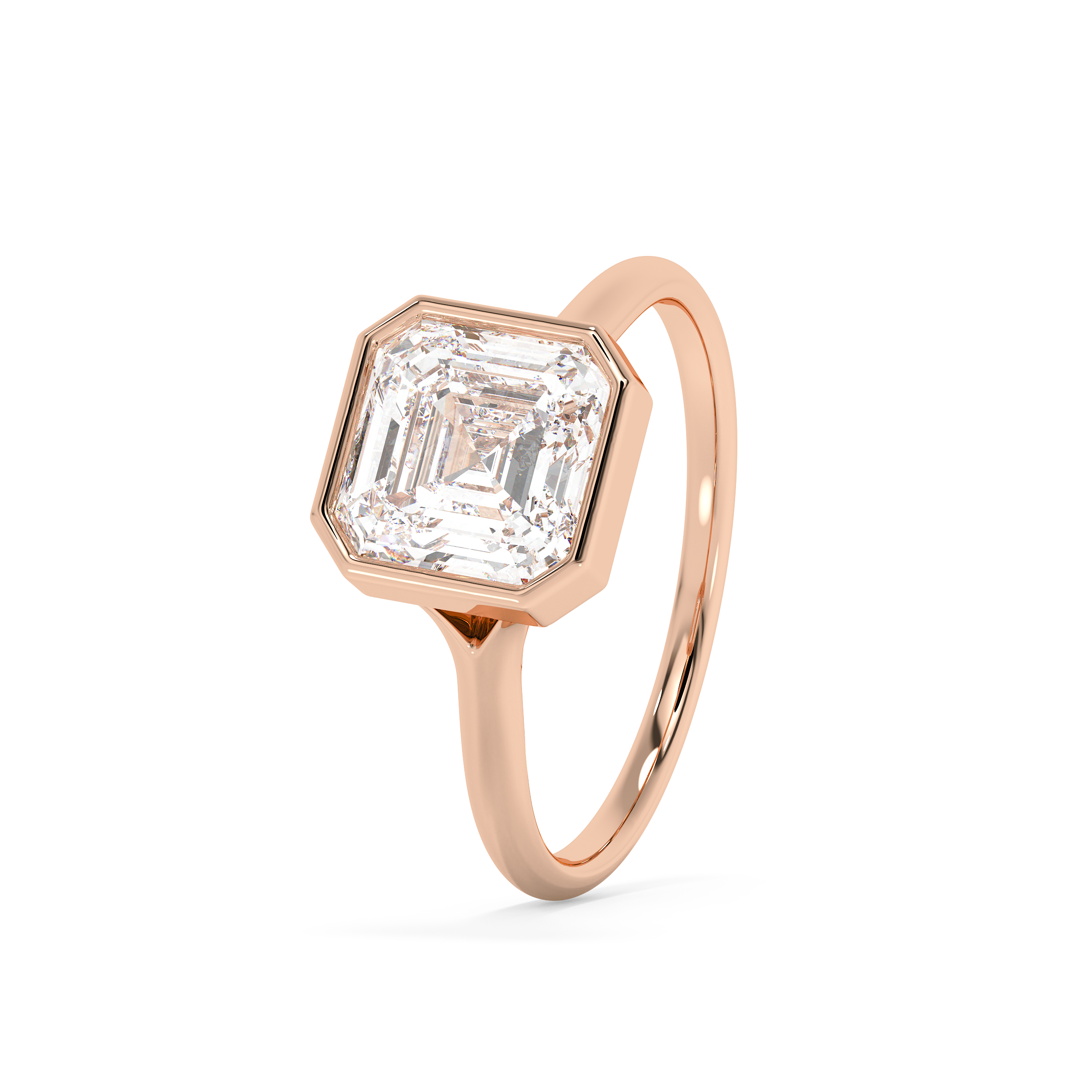 Asscher Bezel Lab Grown Diamond Engagement Ring