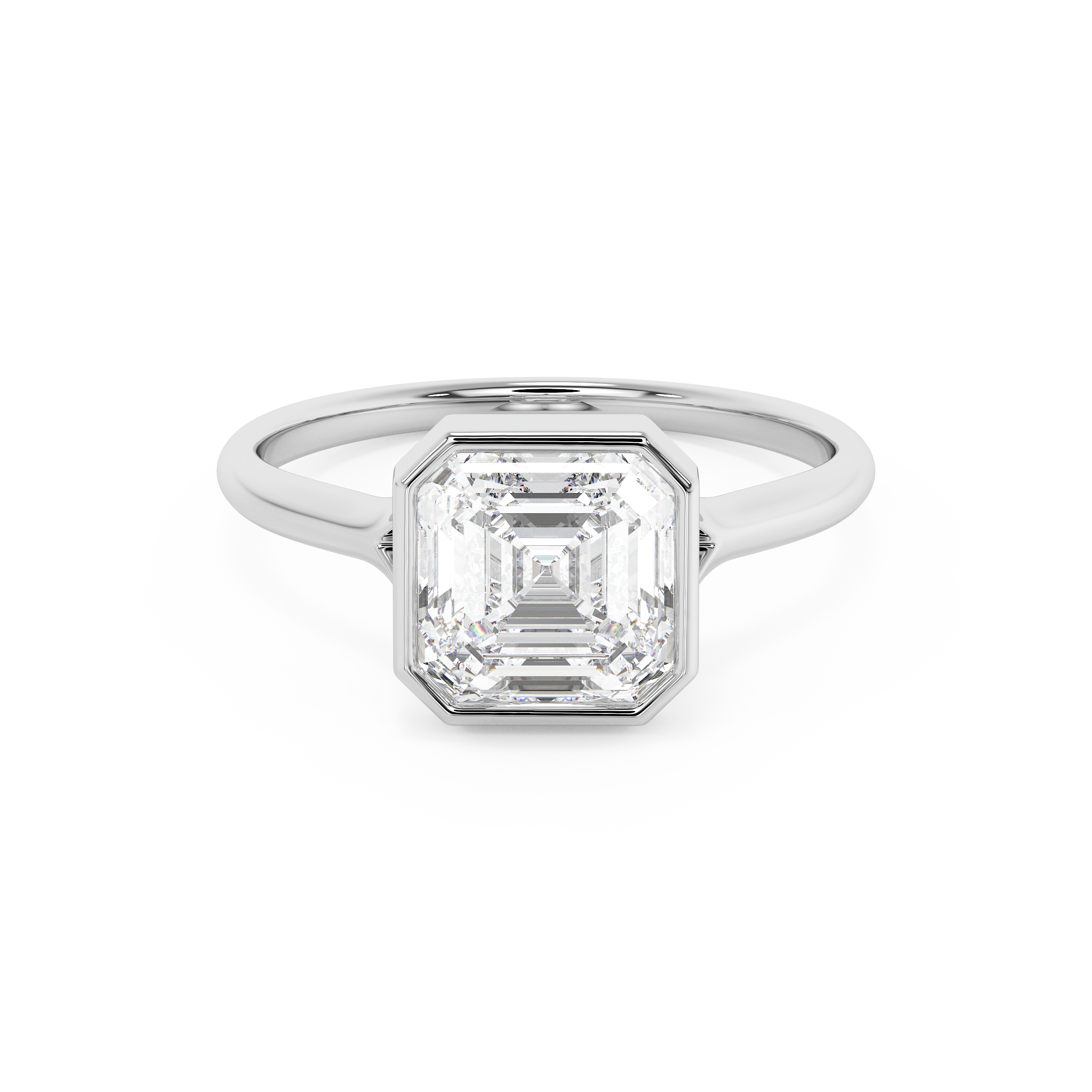 Asscher Bezel Lab Grown Diamond Engagement Ring