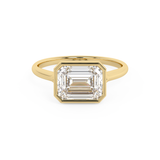East West Emerald Bezel Lab Grown Diamond Engagement Ring