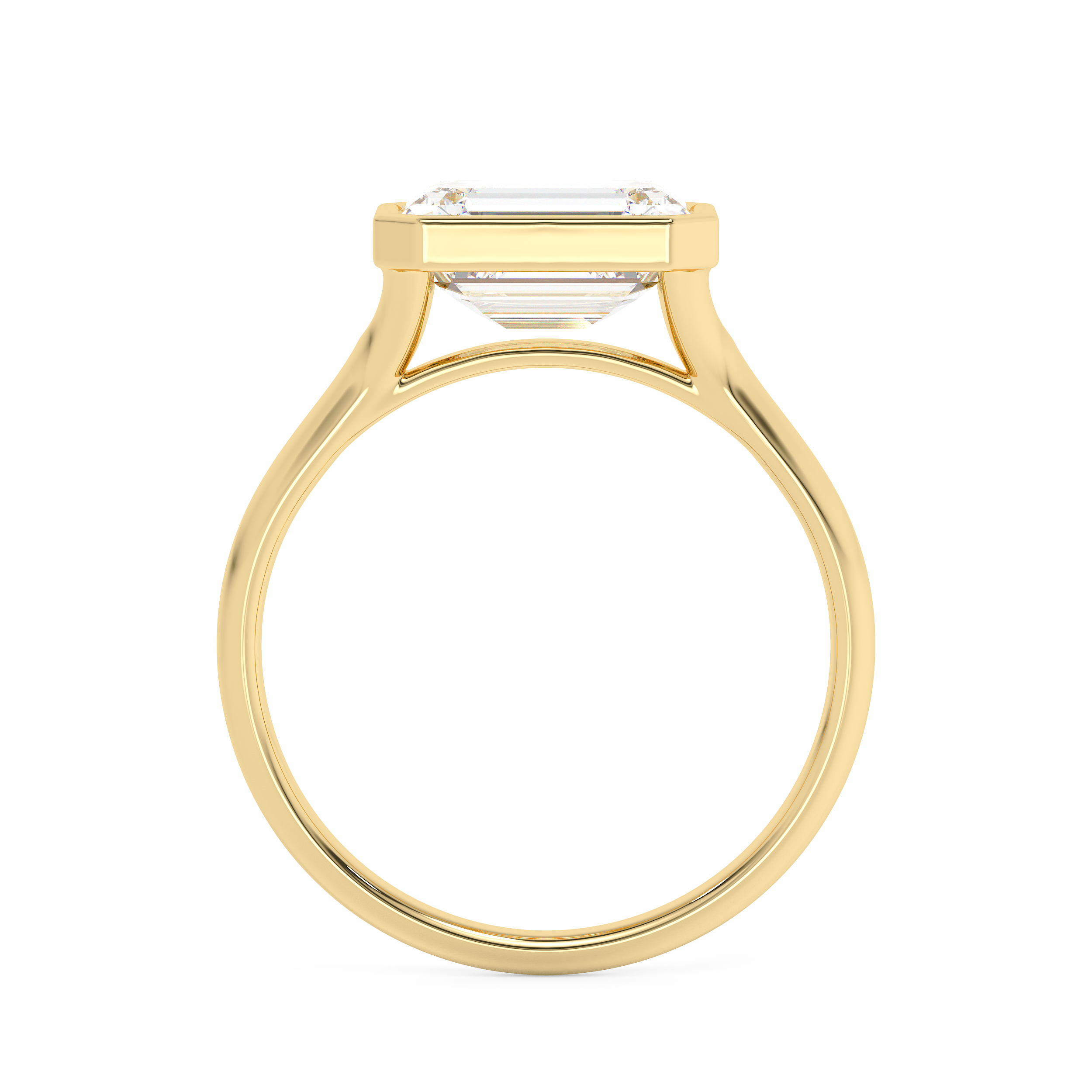 East West Emerald Bezel Lab Grown Diamond Engagement Ring