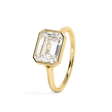 East West Emerald Bezel Lab Grown Diamond Engagement Ring