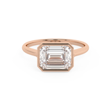 East West Emerald Bezel Lab Grown Diamond Engagement Ring