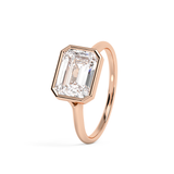 East West Emerald Bezel Lab Grown Diamond Engagement Ring