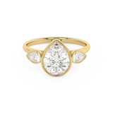 Pear Three Stone Bezel Lab Grown Diamond Engagement Ring