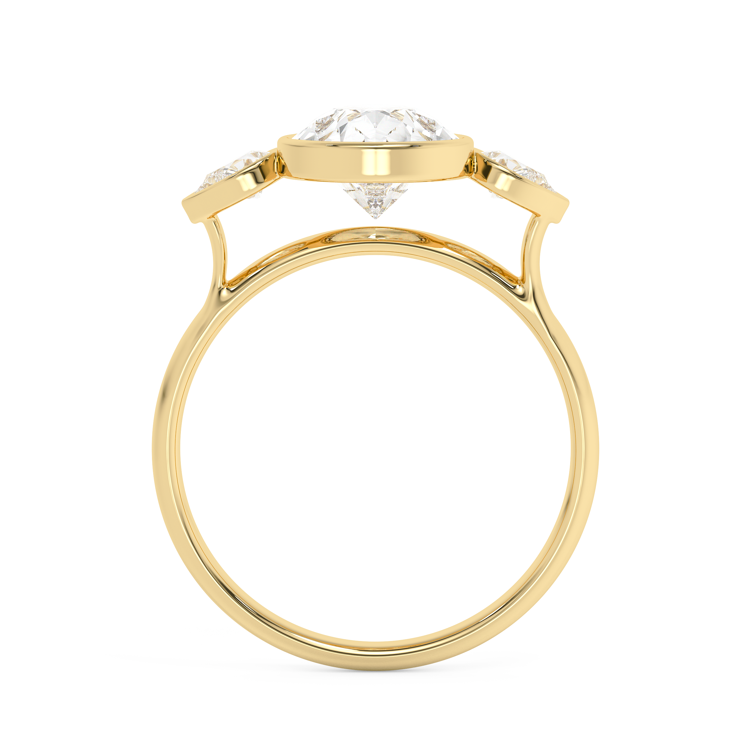 Pear Three Stone Bezel Lab Grown Diamond Engagement Ring