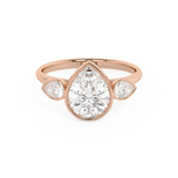 Pear Three Stone Bezel Lab Grown Diamond Engagement Ring