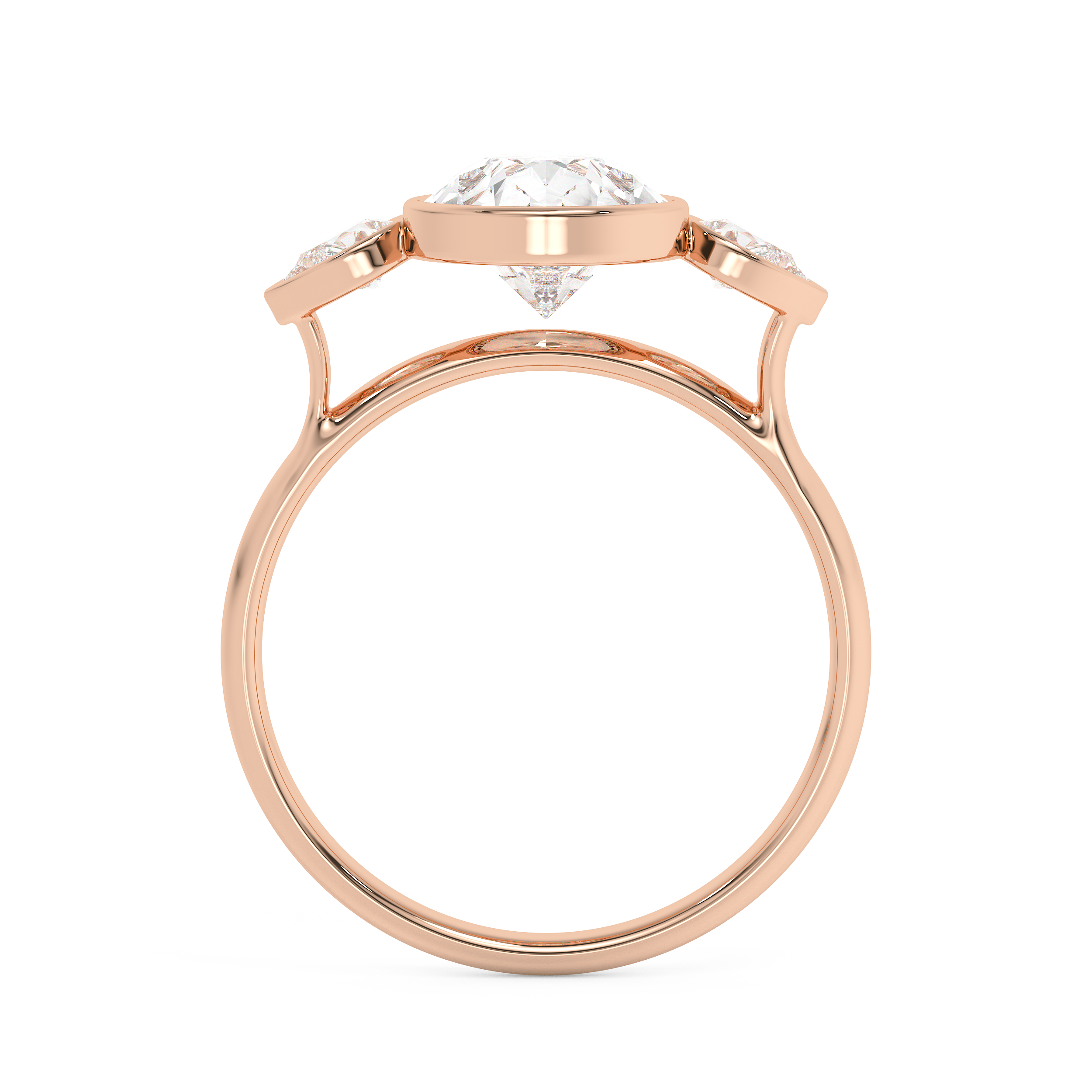 Pear Three Stone Bezel Lab Grown Diamond Engagement Ring