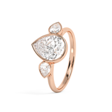 Pear Three Stone Bezel Lab Grown Diamond Engagement Ring