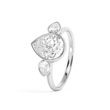 Pear Three Stone Bezel Lab Grown Diamond Engagement Ring