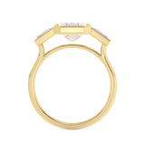 Emerald Three Stone Bezel Lab Grown Diamond Engagement Ring