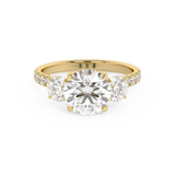 Round Three Stone Pave Lab Grown Diamond Engagement Ring