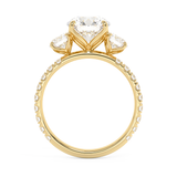 Round Three Stone Pave Lab Grown Diamond Engagement Ring
