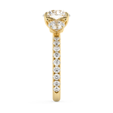 Round Three Stone Pave Lab Grown Diamond Engagement Ring