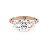 Round Three Stone Pave Lab Grown Diamond Engagement Ring