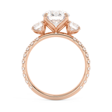 Round Three Stone Pave Lab Grown Diamond Engagement Ring