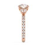 Round Three Stone Pave Lab Grown Diamond Engagement Ring