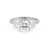 Round Three Stone Pave Lab Grown Diamond Engagement Ring