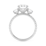 Round Three Stone Pave Lab Grown Diamond Engagement Ring