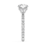 Round Three Stone Pave Lab Grown Diamond Engagement Ring