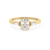 Cushion Bezel Three Stone Lab Grown Diamond Engagement Ring