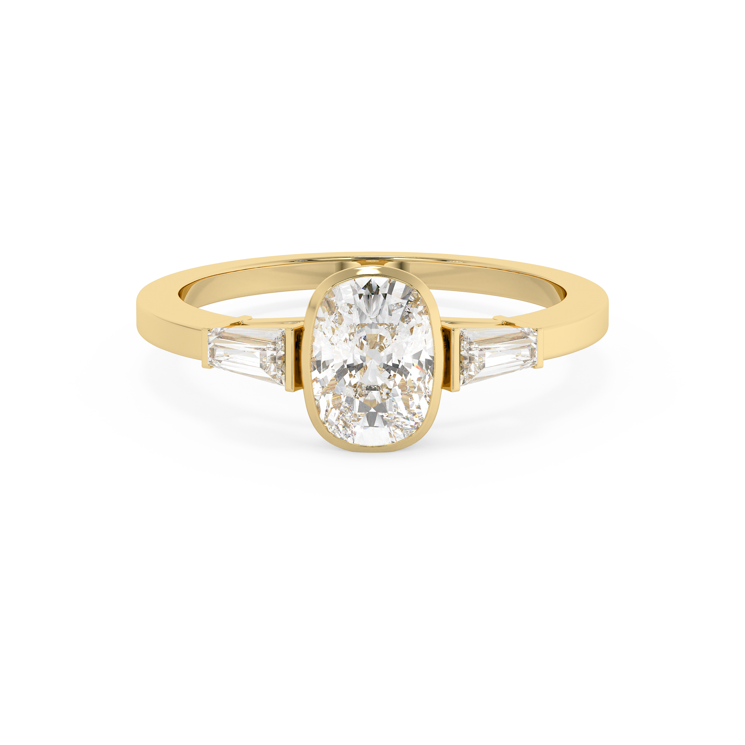 Cushion Bezel Three Stone Lab Grown Diamond Engagement Ring
