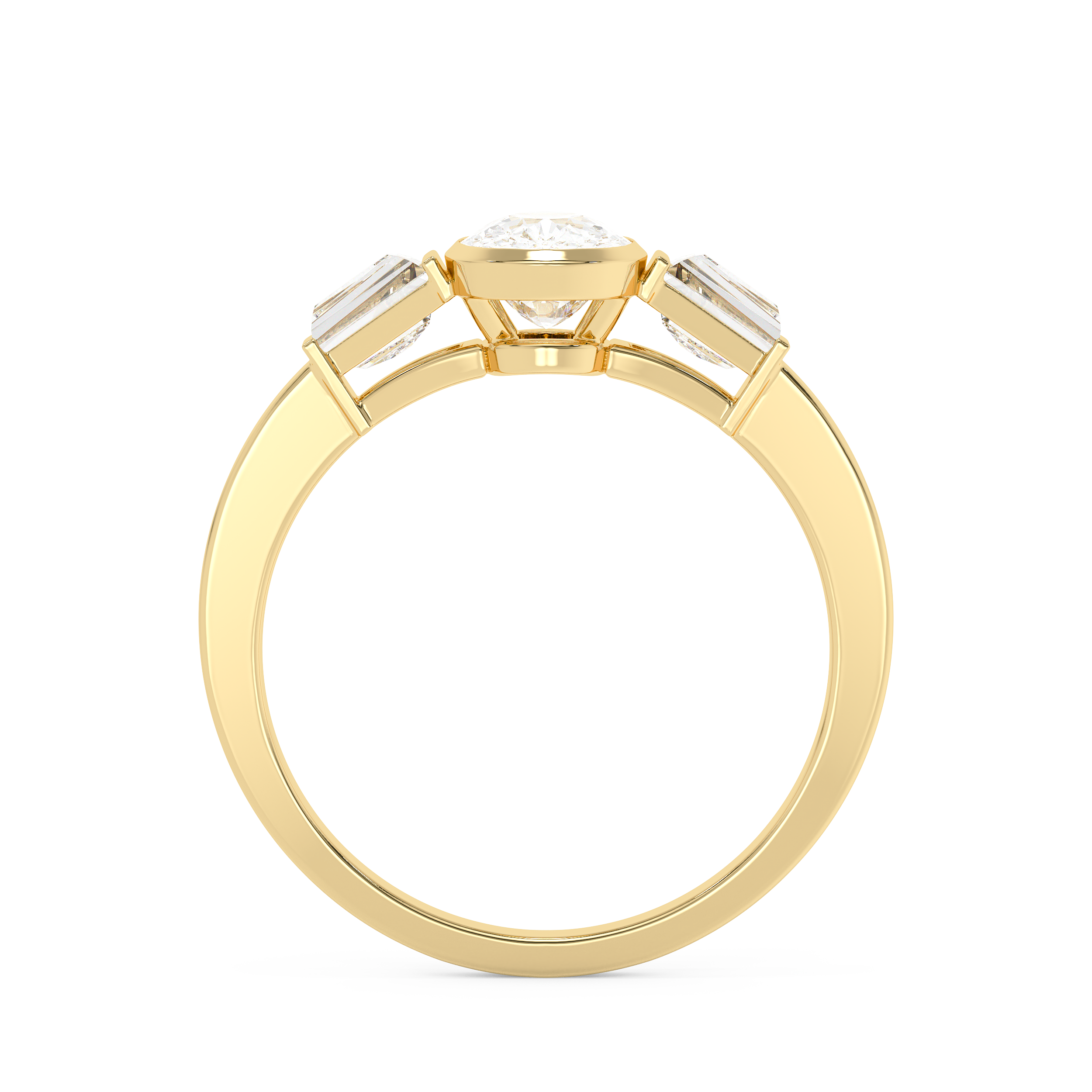 Cushion Bezel Three Stone Lab Grown Diamond Engagement Ring