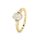 Cushion Bezel Three Stone Lab Grown Diamond Engagement Ring