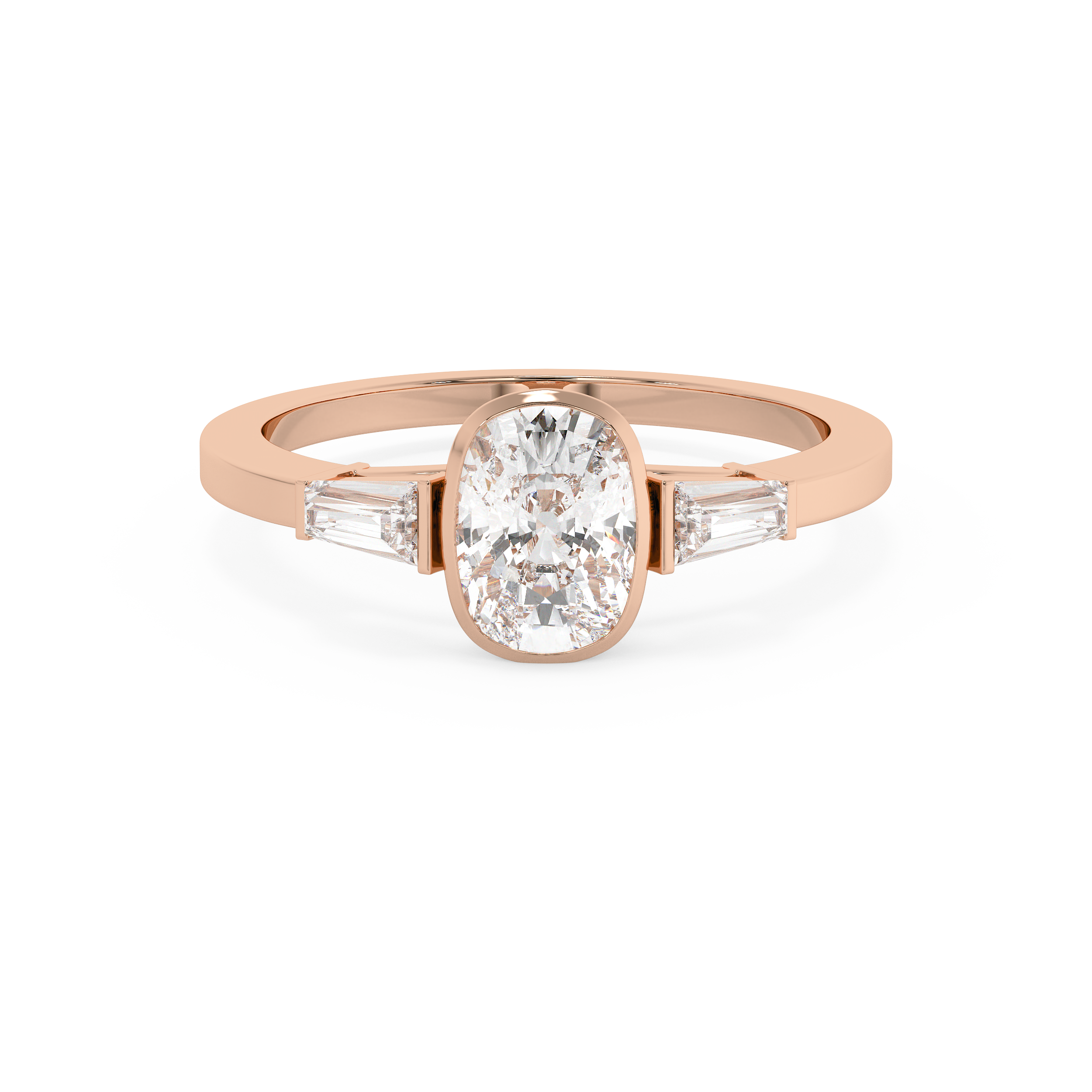 Cushion Bezel Three Stone Lab Grown Diamond Engagement Ring