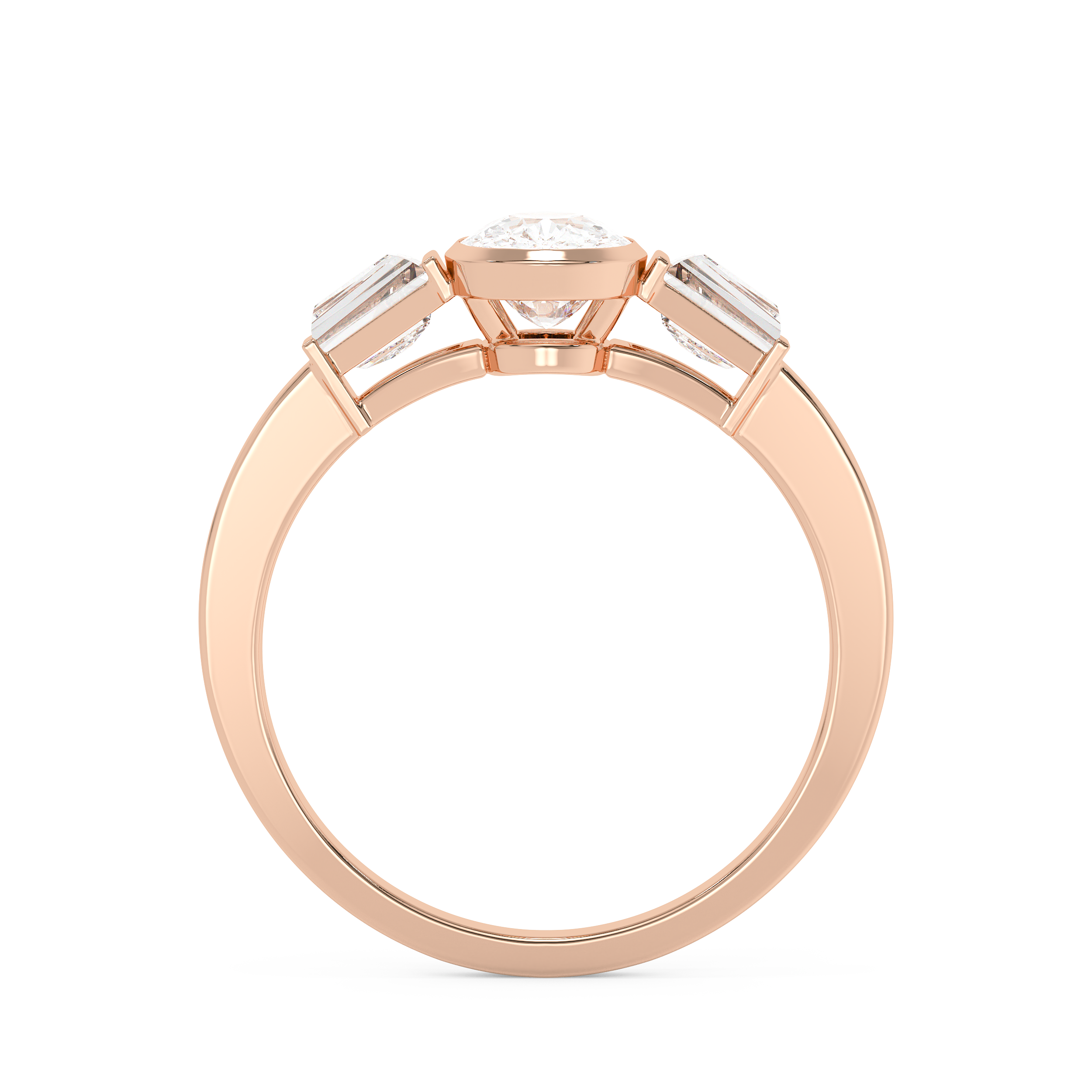 Cushion Bezel Three Stone Lab Grown Diamond Engagement Ring