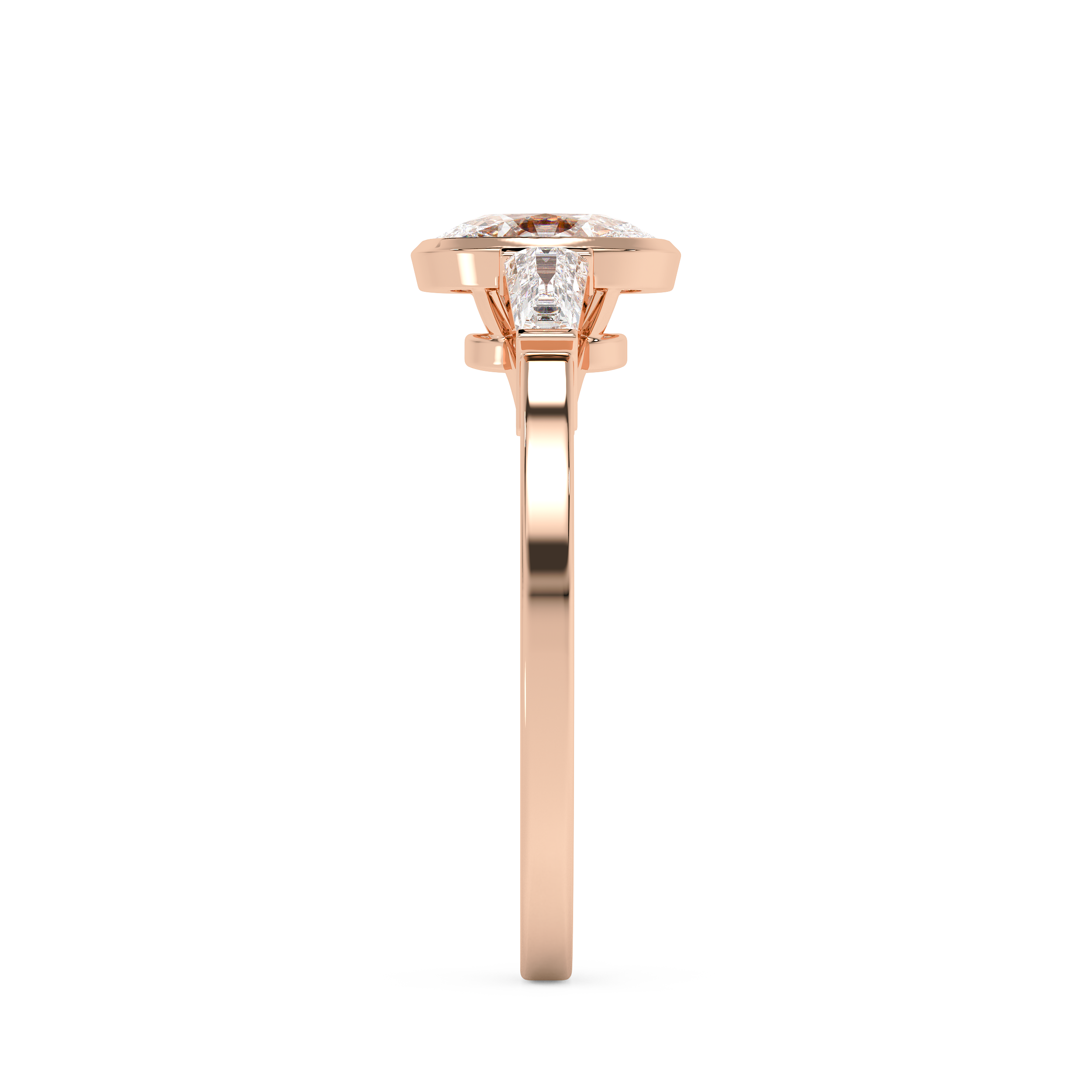 Cushion Bezel Three Stone Lab Grown Diamond Engagement Ring